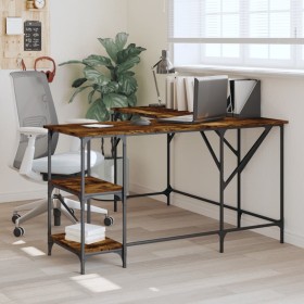 Engineered wood smoked oak desk 139x139x75 cm by , Desks - Ref: Foro24-837589, Price: 85,86 €, Discount: %