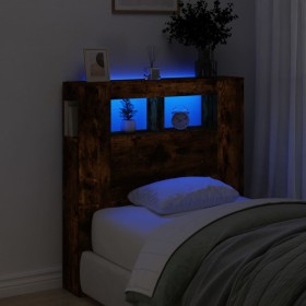 Cabecero LED madera ingeniería roble ahumado 100x18,5x103,5 cm de , Cabeceros y pies de cama - Ref: Foro24-837334, Precio: 70...