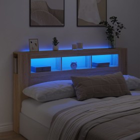 Cabecero LED madera ingeniería roble Sonoma 180x18,5x103,5 cm de , Cabeceros y pies de cama - Ref: Foro24-837360, Precio: 106...