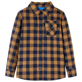 Camisa a cuadros infantil coñac y azul 92 de , Camisetas para niños - Ref: Foro24-12954, Precio: 11,82 €, Descuento: %