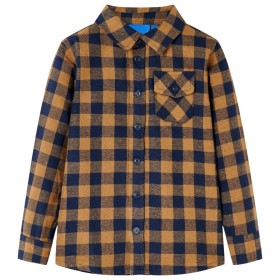 Camisa a cuadros infantil coñac y azul 116 de , Camisetas para niños - Ref: Foro24-12956, Precio: 10,06 €, Descuento: %