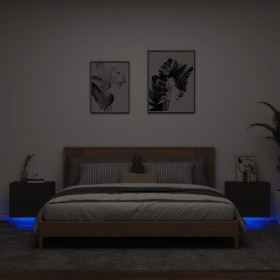 Mesitas de noche de pared con luces LED 2 unidades negro de , Mesitas de noche - Ref: Foro24-836815, Precio: 109,28 €, Descue...