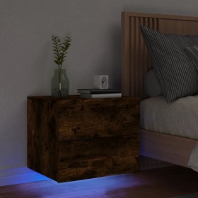 Mesita de noche de pared con luces LED roble ahumado de , Mesitas de noche - Ref: Foro24-836820, Precio: 52,99 €, Descuento: %