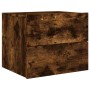 Wall-mounted bedside table with LED lights in smoked oak. by , Nightstands - Ref: Foro24-836820, Price: 53,71 €, Discount: %