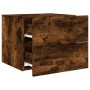 Wall-mounted bedside table with LED lights in smoked oak. by , Nightstands - Ref: Foro24-836820, Price: 53,71 €, Discount: %