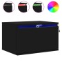 Wall-mounted bedside tables with LED lights, 2 units, black by , Nightstands - Ref: Foro24-836829, Price: 87,99 €, Discount: %