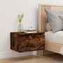 Wall-mounted bedside table with LED lights in smoked oak. by , Nightstands - Ref: Foro24-836834, Price: 47,35 €, Discount: %