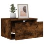 Wall-mounted bedside table with LED lights in smoked oak. by , Nightstands - Ref: Foro24-836834, Price: 47,35 €, Discount: %