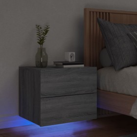 Mesita de noche de pared con luces LED gris Sonoma de , Mesitas de noche - Ref: Foro24-836822, Precio: 53,83 €, Descuento: %