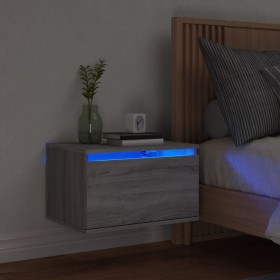 Mesita de noche de pared con luces LED gris Sonoma de , Mesitas de noche - Ref: Foro24-836836, Precio: 50,99 €, Descuento: %