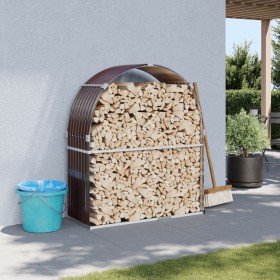 Galvanized steel firewood rack in brown, 120x45x140 cm. by , Firewood bags and holders - Ref: Foro24-364571, Price: 54,99 €, ...