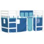 Cama alta para niños con cortinas madera pino azul 80x200 cm de , Camas y somieres - Ref: Foro24-3206959, Precio: 171,94 €, D...