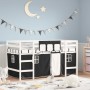 Cama alta niños con cortinas madera pino blanco negro 90x200 cm de , Camas y somieres - Ref: Foro24-3206967, Precio: 178,10 €...