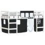 Cama alta niños con cortinas madera pino blanco negro 90x200 cm de , Camas y somieres - Ref: Foro24-3206967, Precio: 178,10 €...