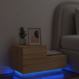 Mesita de noche con luces LED roble Sonoma 70x36x40,5 cm de , Mesitas de noche - Ref: Foro24-836779, Precio: 70,26 €, Descuen...