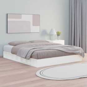 Super king white solid wood bed frame 180x200 cm by , Beds and slatted bases - Ref: Foro24-820662, Price: 184,99 €, Discount: %