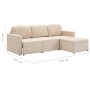 Sofá cama modular de 3 plazas tela color crema de , Sofás - Ref: Foro24-288786, Precio: 512,65 €, Descuento: %