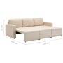 Sofá cama modular de 3 plazas tela color crema de , Sofás - Ref: Foro24-288786, Precio: 512,65 €, Descuento: %