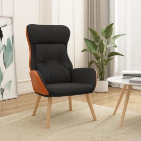 Black fabric and PVC relaxation armchair by , Armchairs - Ref: Foro24-341307, Price: 107,99 €, Discount: %