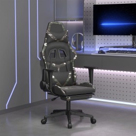 Gaming-Stuhl mit Massage-Fußstütze aus schwarzem Camouflage-Kunstleder von , Gaming-Stühle - Ref: Foro24-345444, Preis: 119,6...