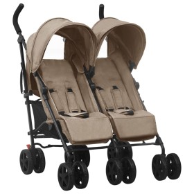 Taupe gray steel twin cart by vidaXL, Baby strollers - Ref: Foro24-10237, Price: 248,99 €, Discount: %