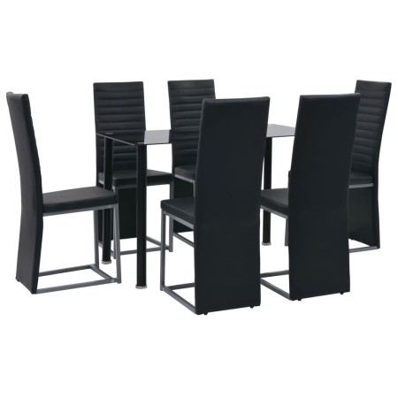 Juego de comedor 7 piezas acero y vidrio templado negro de , muebles para cocinas y comedores - Ref: Foro24-247250, Precio: 3...