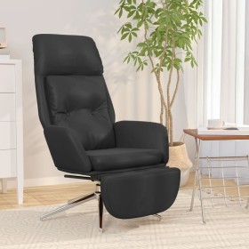 Relaxation armchair and footrest in black genuine and synthetic leather by , Armchairs - Ref: Foro24-3097743, Price: 196,99 €...