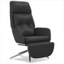 Relaxation armchair and footrest in black genuine and synthetic leather by , Armchairs - Ref: Foro24-3097743, Price: 196,32 €...