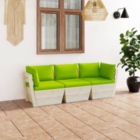 Gartenpalette Sofa 3 Plätze mit Kissen aus Fichtenholz von vidaXL, Gartensets - Ref: Foro24-3063407, Preis: 251,26 €, Rabatt: %