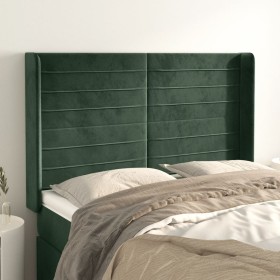 Cabecero con orejas de terciopelo verde oscuro 147x16x118/128cm de , Cabeceros y pies de cama - Ref: Foro24-3119771, Precio: ...