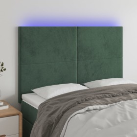 Cabecero con luces LED terciopelo verde oscuro 144x5x118/128 cm de , Cabeceros y pies de cama - Ref: Foro24-3122195, Precio: ...