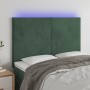 Headboard with LED lights dark green velvet 144x5x118/128 cm by , Headboards and footboards - Ref: Foro24-3122195, Price: 114...