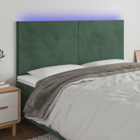 Cabecero con luces LED terciopelo verde oscuro 200x5x118/128 cm de , Cabeceros y pies de cama - Ref: Foro24-3122213, Precio: ...