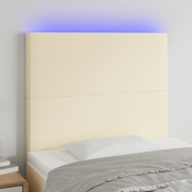 Cabecero con luces LED cuero sintético crema 80x5x118/128 cm de , Cabeceros y pies de cama - Ref: Foro24-3122218, Precio: 64,...