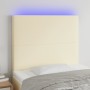 Kopfteil mit LED-Leuchten, cremefarbenes Kunstleder, 80 x 5 x 118/128 cm von , Kopf- und Fußteile - Ref: Foro24-3122218, Prei...