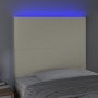 Cabecero con luces LED cuero sintético crema 100x5x118/128 cm de , Cabeceros y pies de cama - Ref: Foro24-3122230, Precio: 75...