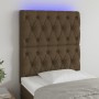 Headboard with LED lights dark brown fabric 80x7x118/128 cm by , Headboards and footboards - Ref: Foro24-3122737, Price: 82,7...