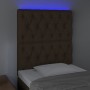 Headboard with LED lights dark brown fabric 80x7x118/128 cm by , Headboards and footboards - Ref: Foro24-3122737, Price: 82,7...