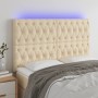 Headboard with LED lights cream fabric 144x7x118/128 cm by , Headboards and footboards - Ref: Foro24-3122763, Price: 150,23 €...