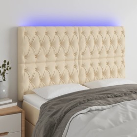 Kopfteil mit LED-Leuchten, cremefarbener Stoff, 144 x 7 x 118/128 cm von , Kopf- und Fußteile - Ref: Foro24-3122763, Preis: 1...