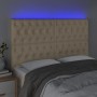 Headboard with LED lights cream fabric 144x7x118/128 cm by , Headboards and footboards - Ref: Foro24-3122763, Price: 150,23 €...