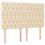 Headboard with LED lights cream fabric 144x7x118/128 cm by , Headboards and footboards - Ref: Foro24-3122763, Price: 150,23 €...