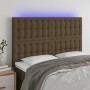 Headboard with LED lights dark brown fabric 144x5x118/128 cm by , Headboards and footboards - Ref: Foro24-3122859, Price: 125...