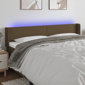 Cabecero con LED de tela marrón oscuro 203x16x78/88 cm de , Cabeceros y pies de cama - Ref: Foro24-3122981, Precio: 81,99 €, ...