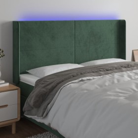 Dark green velvet headboard with LED 203x16x118/128 cm by , Headboards and footboards - Ref: Foro24-3123837, Price: 143,60 €,...