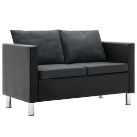 Schwarzes und dunkelgraues 2-Sitzer-Sofa aus Kunstleder von vidaXL, Sofas - Ref: Foro24-247168, Preis: 247,72 €, Rabatt: %