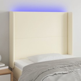 Cabecero con LED cuero sintético color crema 83x16x118/128 cm de , Cabeceros y pies de cama - Ref: Foro24-3123842, Precio: 77...