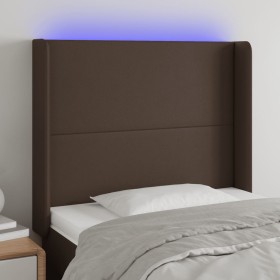 Headboard with LED brown synthetic leather 93x16x118/128 cm by , Headboards and footboards - Ref: Foro24-3123849, Price: 82,9...