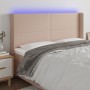 Headboard with LED cappuccino synthetic leather 183x16x118/128cm by , Headboards and footboards - Ref: Foro24-3123875, Price:...