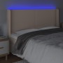 Headboard with LED cappuccino synthetic leather 183x16x118/128cm by , Headboards and footboards - Ref: Foro24-3123875, Price:...